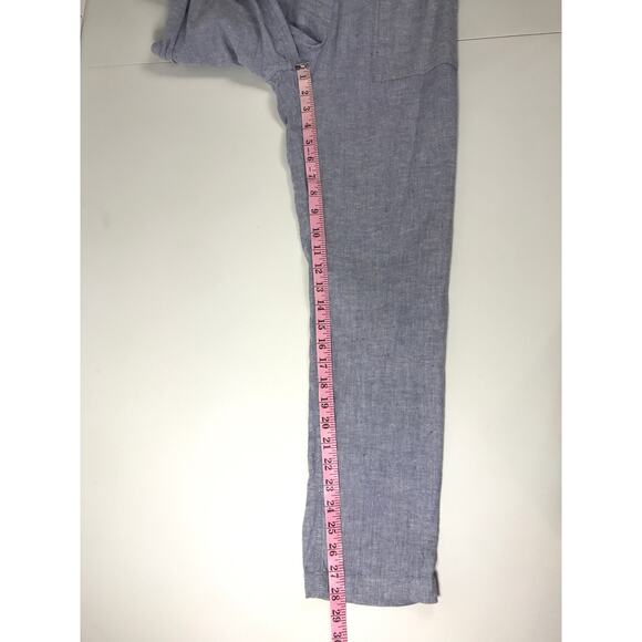 Theory Northsound Tierra Wash Linen Blend Pants Blue Cropped Pockets Lightweight - Picture 8 of 8